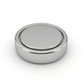 Silver Button Cell Battery on White Background coin cell metal Royalty Free Stock Photo