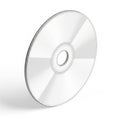 Silver Compact Disc CD or DVD with Reflective Surface and Central Hole on White Background Royalty Free Stock Photo