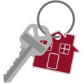 Silver House Key on Key Ring Illustration