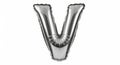 Silver Inflatable Letter V Balloon on White Background alphabet Royalty Free Stock Photo