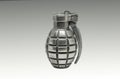 Single silver metal grenade - lighter isolated on white background with shadow and copy space Royalty Free Stock Photo