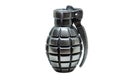 Single silver metal grenade - lighter isolated on white background with shadow and copy space Royalty Free Stock Photo