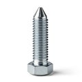 Single Metal Screw with Hexagonal Head and Pointed Tip on a White Background bolt fastener Royalty Free Stock Photo