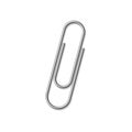 Single silver metallic realistic paper clip