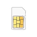 Single SIM card, colored illustration of miniature electronic component for phone isolated on white Royalty Free Stock Photo