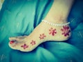 single and simple henna design feet