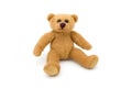 Single sitting teddy bear over white