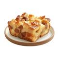 A Single Slice of Apple Bread Pudding on a Plate Royalty Free Stock Photo