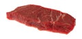 Single slice of beef chuck boneless short rib steak on a white background side view