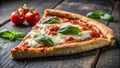 a single slice of new york style pizza with a crispy thin crust bubbling mozzarella cheese Royalty Free Stock Photo
