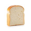 A single slice of soft white bread on a white background Royalty Free Stock Photo