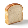A single slice of white bread is displayed against a plain white background Royalty Free Stock Photo