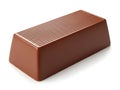 A single, smooth milk chocolate bar with horizontal ridged lines on a white background Royalty Free Stock Photo