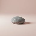 A single, smooth, oval-shaped gray stone sits on a light pink background. The stone has Royalty Free Stock Photo
