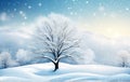 A single, snow-covered tree against a background of falling snow Royalty Free Stock Photo