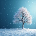 Single snow laden tree, ethereal winter scene , idyllic, graphic Royalty Free Stock Photo