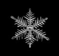 Single Snowflake on Black Background