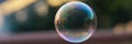 A single soap bubble flies against a blurred background Royalty Free Stock Photo