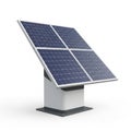 Single Solar Panel Unit Mounted on a Modern Stand on a White Background solar energy renewable energy Royalty Free Stock Photo