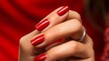 A single Solitary glamorous red nail polish on a red background