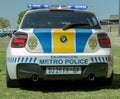 Single South African Police Car - EMPD Back View Lights On