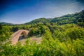 Single span bridge in green countryside Royalty Free Stock Photo