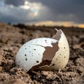 Empty Nest A Broken Eggshell at Sunset Royalty Free Stock Photo