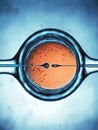 In Vitro Fertilization: Sperm Entering Egg Royalty Free Stock Photo