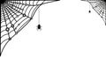 Two stylized spider webs occupy the top corners, with an intricate pattern of circular nodes and strands Royalty Free Stock Photo