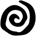 Single spiral or scroll. Rough black vector doodle isolated on transparent