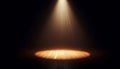 Single Spotlight Beam Illuminating Empty Wooden Stage Emphasizing Central Area Minimalist Theatrical Lighting Effect Performance Royalty Free Stock Photo