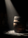 Single Spotlight Reveals a Wine Barrel in an Elegant Cellar Setting Showcasing Dramatic Luxury and Warmth Royalty Free Stock Photo