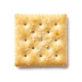 A single square saltine cracker isolated on a bright white background Royalty Free Stock Photo