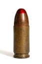 Single standing tracer 9mm cartridge isolated