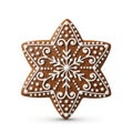 Decorated star shaped gingerbread cookie isolated on white background Royalty Free Stock Photo