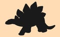 A single stegosaurus dinosaur outline shape silhouette against a light beige backdrop Royalty Free Stock Photo