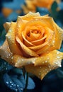 Single stem of yellow rose with waterdroplets Royalty Free Stock Photo