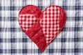 single stitched quilted heart on a cloth