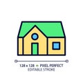 Single story house pixel perfect RGB color icon