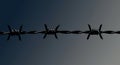 A single strand of barbed wire is silhouetted against a gradient background Royalty Free Stock Photo