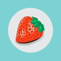 Single strawberry flat design