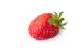 Single strawberry fruit isolated on white background. Clipping path. Top view Royalty Free Stock Photo