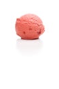 A single strawberry ice cream ball isolated on white background Royalty Free Stock Photo