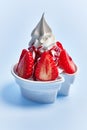 SIngle strawberry ice cream over white isolated background Royalty Free Stock Photo