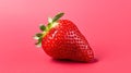 A single strawberry on a red background. Created with generative AI Royalty Free Stock Photo