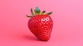 A single strawberry on a red background. Created with generative AI Royalty Free Stock Photo