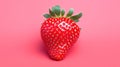 A single strawberry on a red background. Created with generative AI Royalty Free Stock Photo