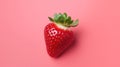 A single strawberry on a red background. Created with generative AI Royalty Free Stock Photo