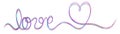 Single stroke multi color ribbon banner with word love and heart