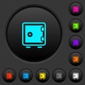 Single strong box dark push buttons with color icons Royalty Free Stock Photo